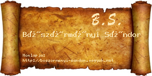 Böszörményi Sándor névjegykártya